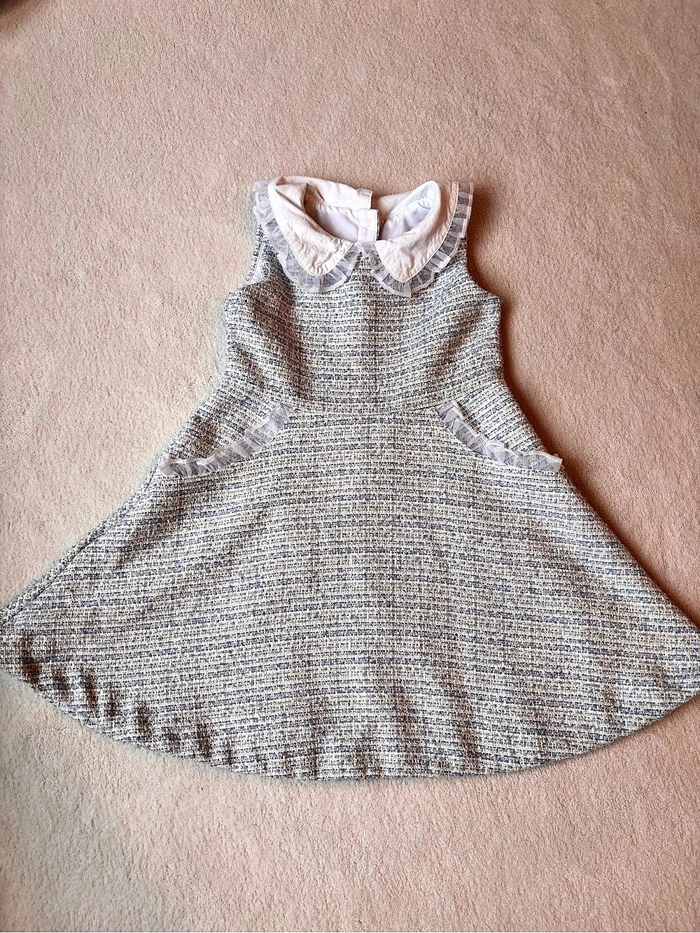 Janie and Jack Girls Size 6 Tweed Peter Pan Collar Dress Like New